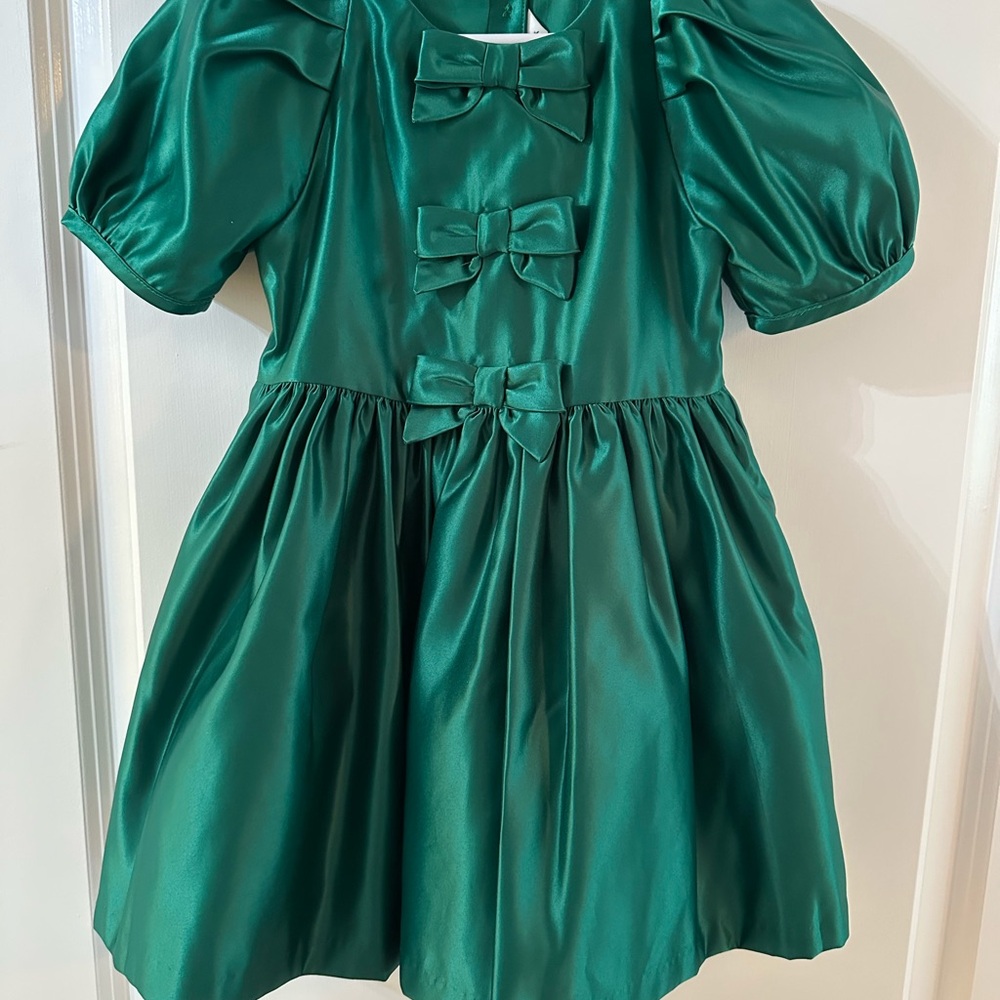 Janie and Jack Rich Green Bow Dress